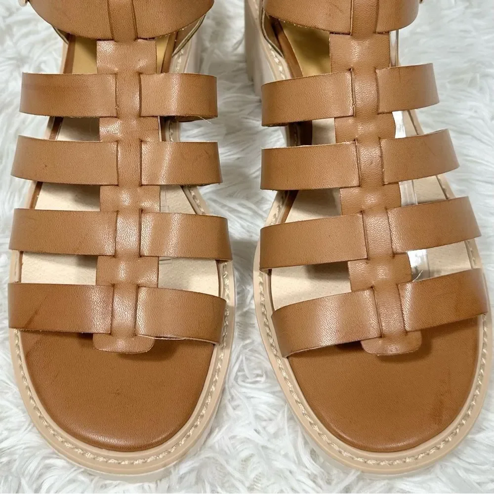 Dolce Vita Lillia Brown Block Heel Gladiator Sandals Chunky Lug Sole Platform 10